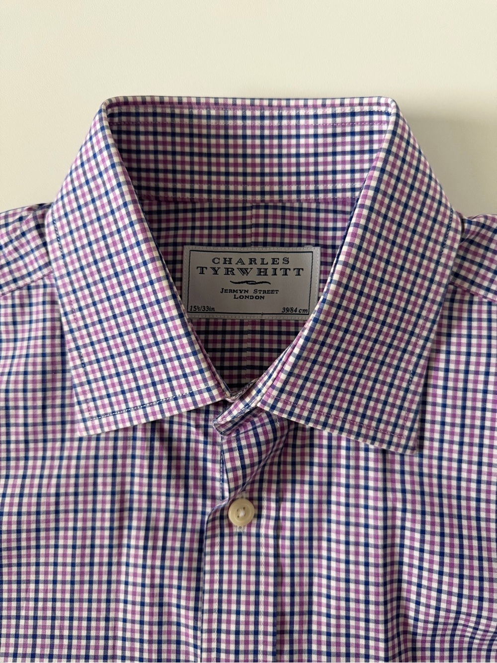 Charles Tyrwhitt London Purple Check Dress Button Shirt French Cuff M 15.5/33